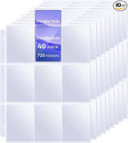 40 Pack 9 Pocket Page Protectors, 720 Pockets Double Sided Card Holder Pages by TiopLior