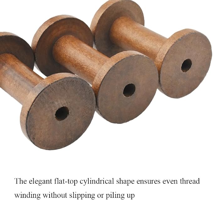 HAHIYO 3.35Inch/8.5cm 3PCs Light Brown Color Wood Spool - Image 5