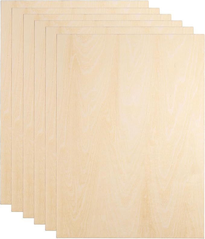 HARFINGTON 6pcs 2mm Basswood Plywood Sheets 12" x 9" x 3/32" Thin Unfinished by HARFINGTON