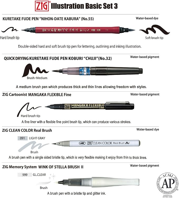 Kuretake Zig Inktober pen set, for Illustration, Manga Drawing, Lettering and - Image 2