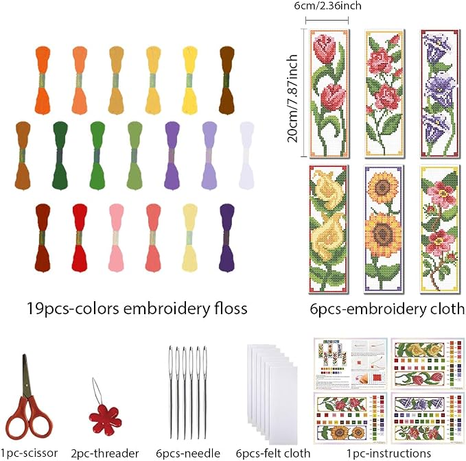 FREEBLOSS 6 Set Bookmark Cross Stitch Kits Stitch Bookmark Cross Stitch Kits - Image 2