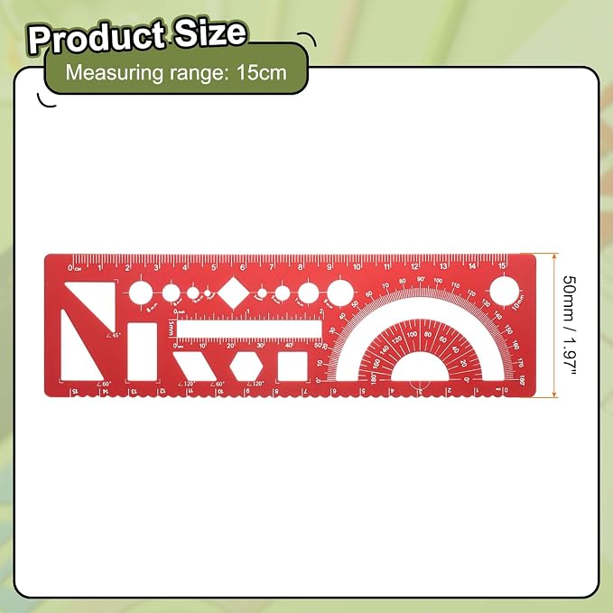 HARFINGTON Multifunctional Geometric Rulers 15cm Metric and SAE Aluminum - Image 2