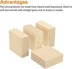 MECCANIXITY 4Pcs Basswood Carving Block, 0.8"x2"x2" Square Wooden Dowels Blocks - Image 3