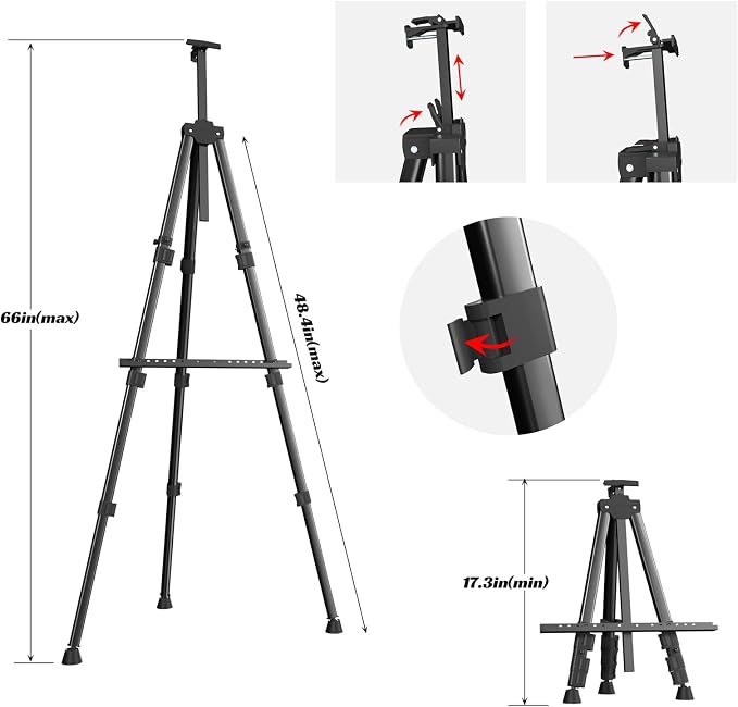 Easels for Painting Canvas, Aredy 66" Art Easel for Drawing, Portable Painting - Image 2