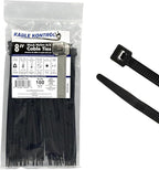 Kable Kontrol Cable Zip Ties 100 Pcs 8 Inch Black, 50 Lbs Tensile Strength by KABLEKONTROL%C2%AE