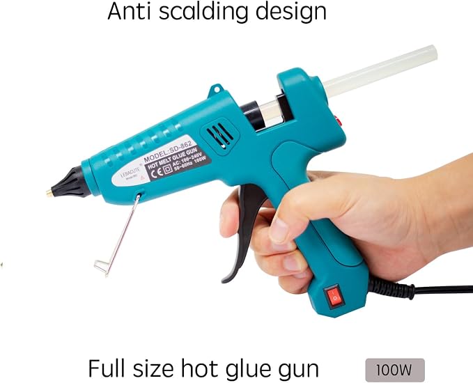 Hot Glue Gun and Sticks Set 100W, Full Size, Anti Scalding Design | Faux - Image 3