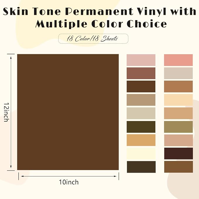 Tintnut Skin Tone Permanent Vinyl 18 Pcs 12x10in Solid Color Adhesive Vinyl | - Image 2