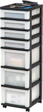 IRIS USA 2 Pack 7-Drawer Plastic Storage Rolling Organizer Cart - Image 8