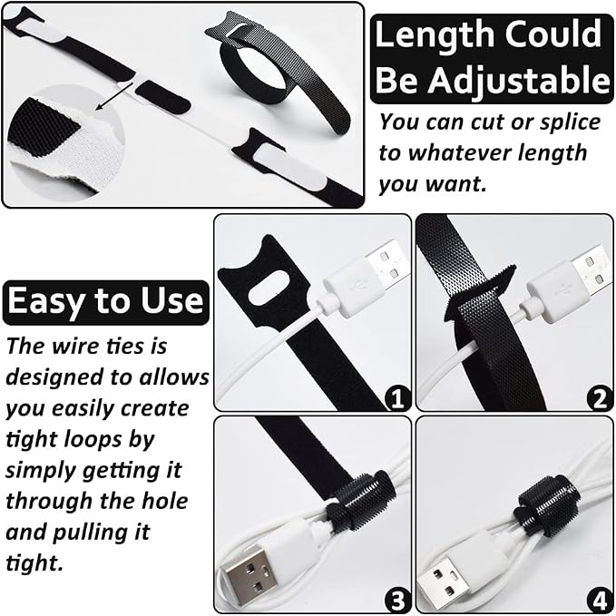 70pcs Cable Ties Reusable Black Wire Ties Cable Management Cord Ties Reusable - Image 6