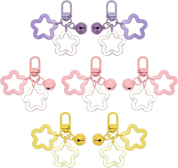 PATIKIL Star Keychain, Candy Color Acrylic Pentagram Keychain Stars Charms Bell by PATIKIL