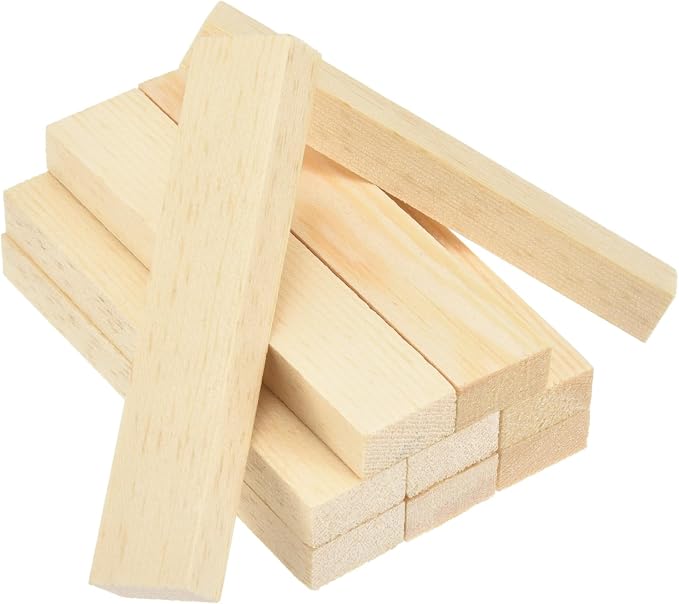 MECCANIXITY 10Pcs Wood Strips Slats, 3/8" x 7/8" x 4" Thin Wood Sticks Flat by MECCANIXITY