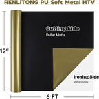 RENLITONG Soft Metal Heat Transfer Vinyl, Premium PU Material HTV Roll - Image 2