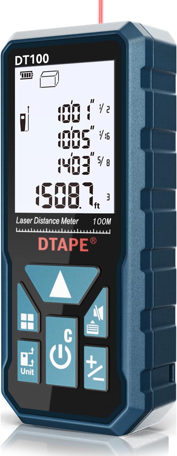 DTAPE 330 Ft Laser Measuring Tool, 1/16" High-Accuracy Laser Tape Measure by Dtape