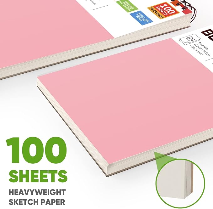 Soucolor 9x12 Sketch Book 2-Pack, 100 Sheets, Acid-Free Drawing Pads | Yop - Image 6