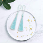 VAPKER 100 Pieces Ice Blue Silky Handmade Soft Tassels 13cm/5-Inch - Image 4