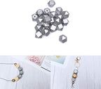Silver Geometric Wooden Beads 20mm Polygon Wooden Spacer Beads - Image 2
