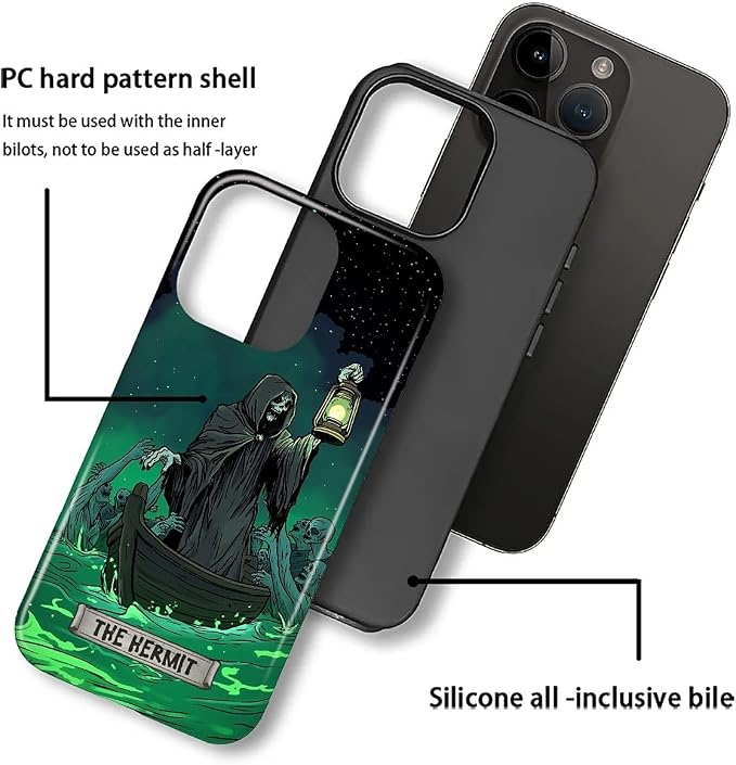 ZHEGAILIAN Case for iPhone 16 Pro, The Hermit Night Skull Durable Shockproof - Image 2