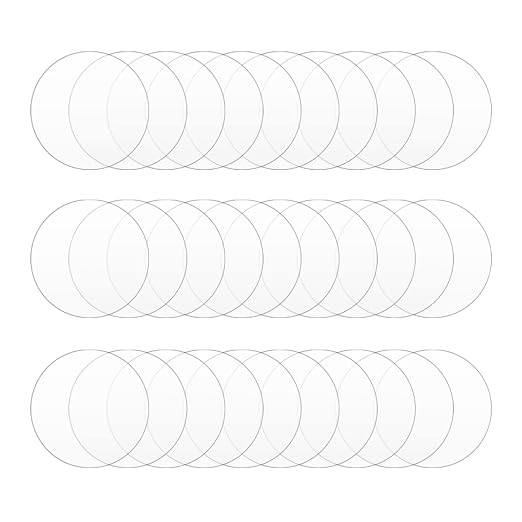 30Pcs 2 inch Clear Acrylic Discs Acrylic Circle Blanks, Round Acrylic Sheets by DARENYI