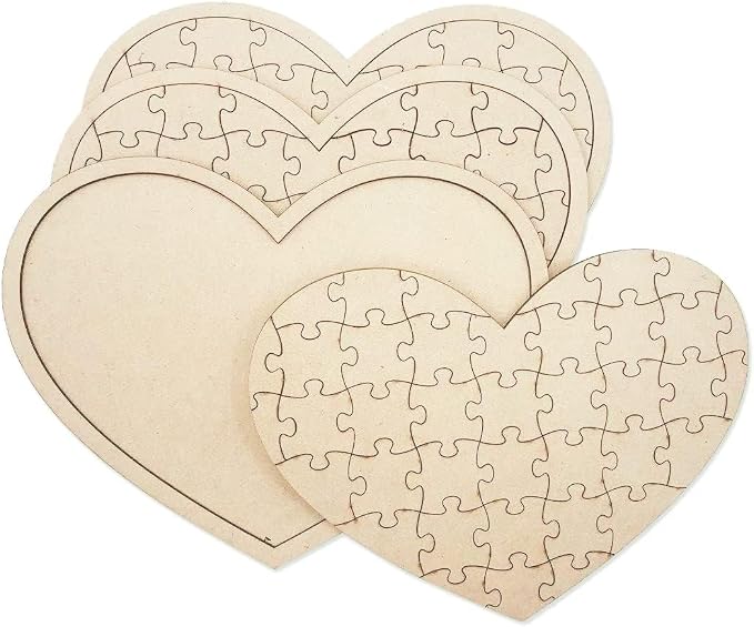 3 Pack Blank Wooden Heart Shaped Jigsaw Puzzle 11.2x8.4 Inch Unfinished Wooden - Image 6
