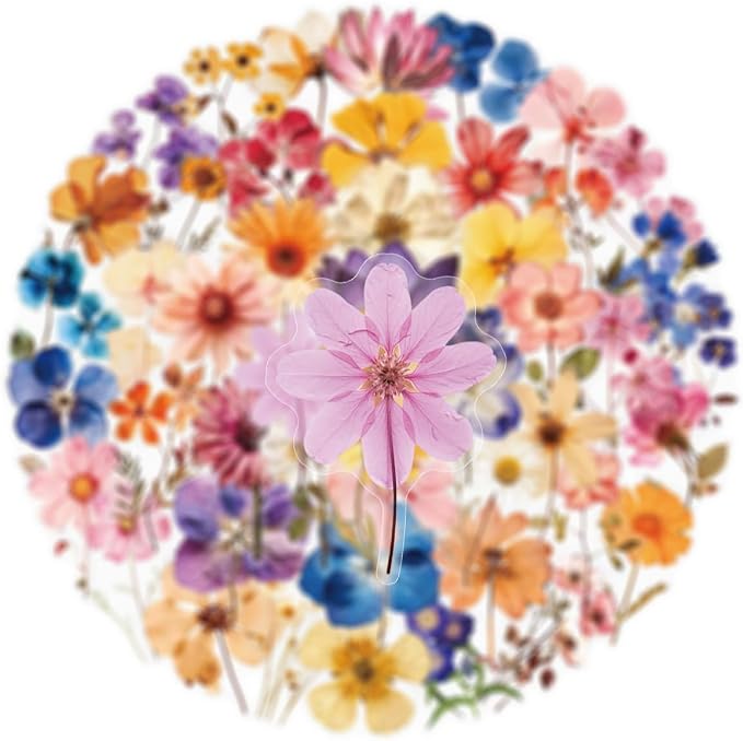 50PCS Transparent Flora Scrapbook Stickers, Vintage Aesthetic Flowers Sticker - Image 3