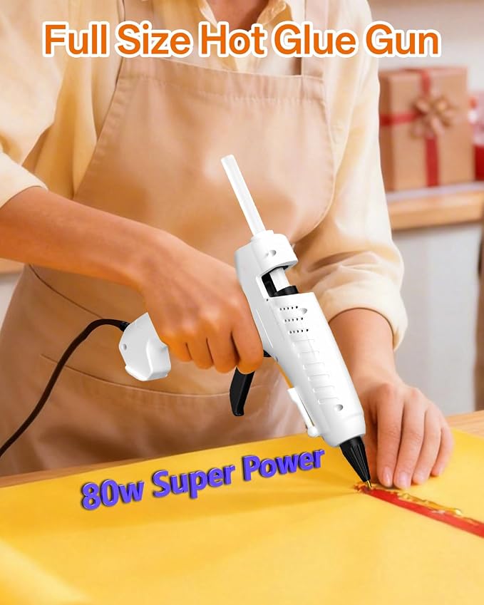 Full Size Hot Glue Gun with 10 Glue Sticks | 80W High-Power Fast Heating - Image 2