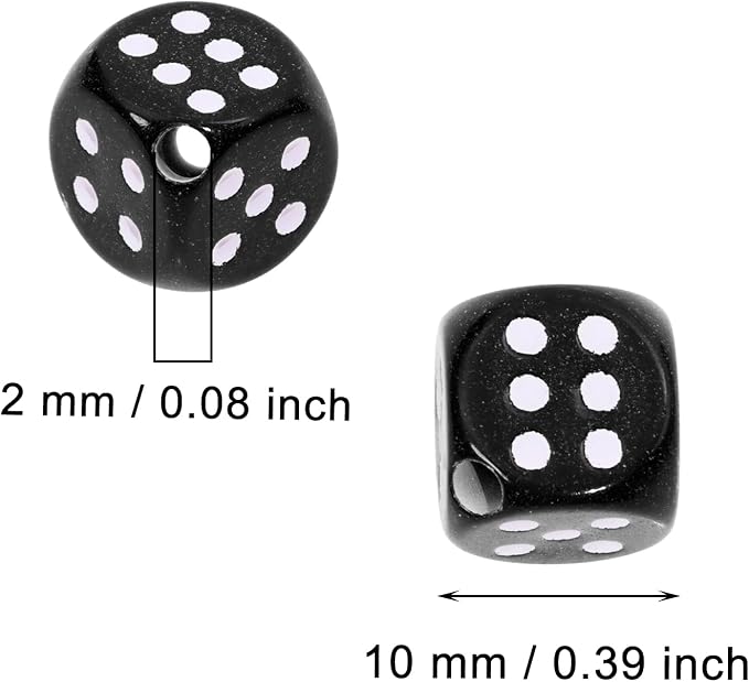 Tupalizy 10mm Acrylic Dice Beads Small 6 Sided Dice Charms - Image 2