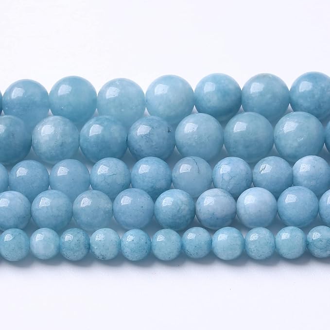 32Pcs 12mm Natural Blue Chalcedony Jades Beads by NaturalStoneBeads