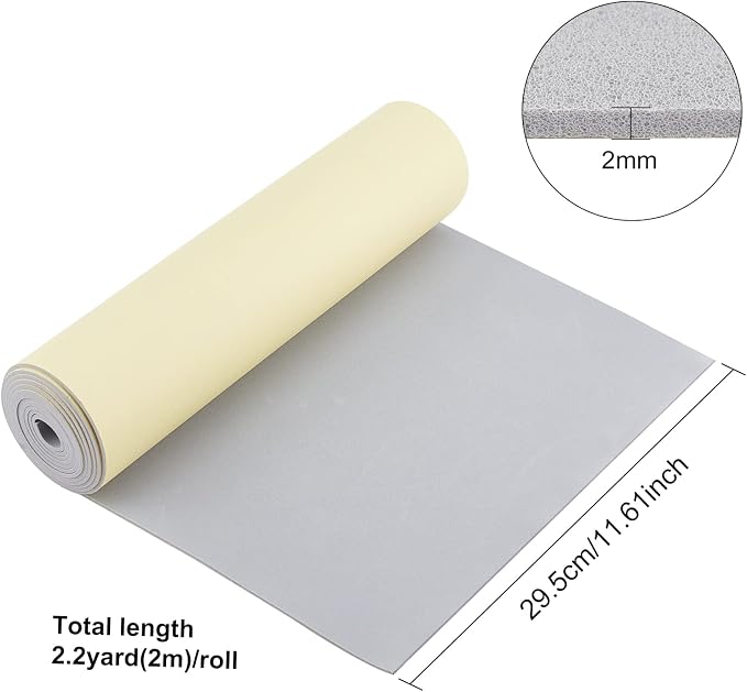 BENECREAT 78x12 Inch Dark Gray Self Adhesive Foam Roll, 2mm Thick | EVA Foam - Image 2