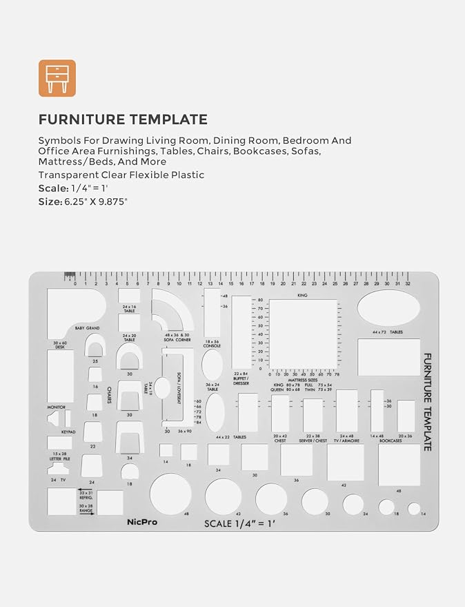 Nicpro Architectural Drafting Tools, Interior Design CAD Drawing, Geometry - Image 3