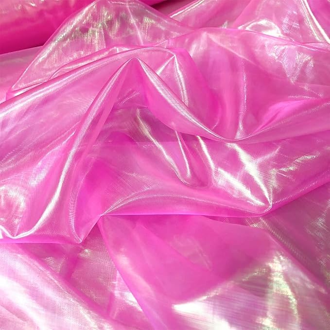 3.3 Yard Long Hot Pink Iridescent Organza Fabric - Image 5