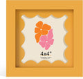 4x4 Picture Frame with Real Glass, Wooden cute 4 x 4 Photo Frame with Wavy Mat by THKRLOF