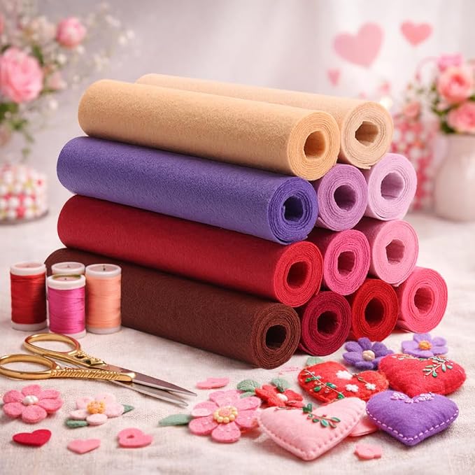 Large Stiff Felt Sheets 8"x35" – 12 Assorted Colors Felt Fabric Bundle Pack - Image 5