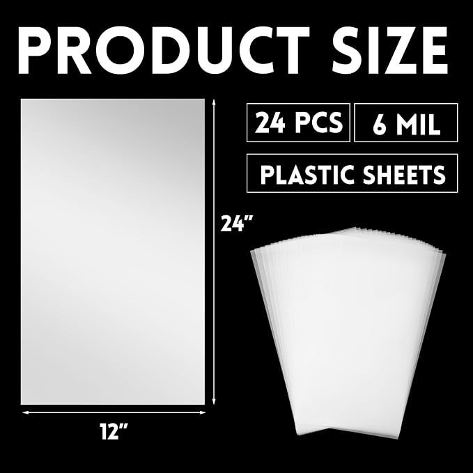 Frienda 24 Pack 6 Mil Blank Stencil Sheets, 12 x 24 Inch Plastic Making Sheet - Image 3