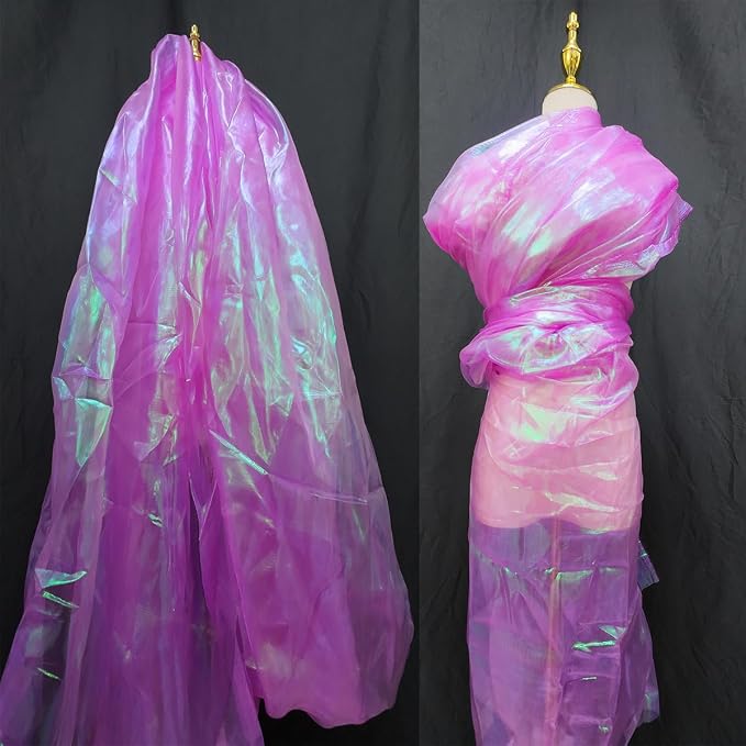 3.3 Yard Magic Rose Purple Organza Fabric - Image 5