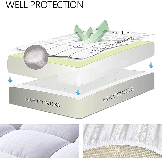 EASELAND Queen Size Mattress Pad Pillow Top Mattress Cover Quilted Fitted - Image 3