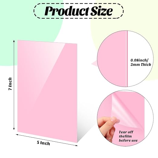 Remerry 24 Pcs 7 x 5 Inch Colored Acrylic Sheets, 12 Colors Opaque Panels - Image 3