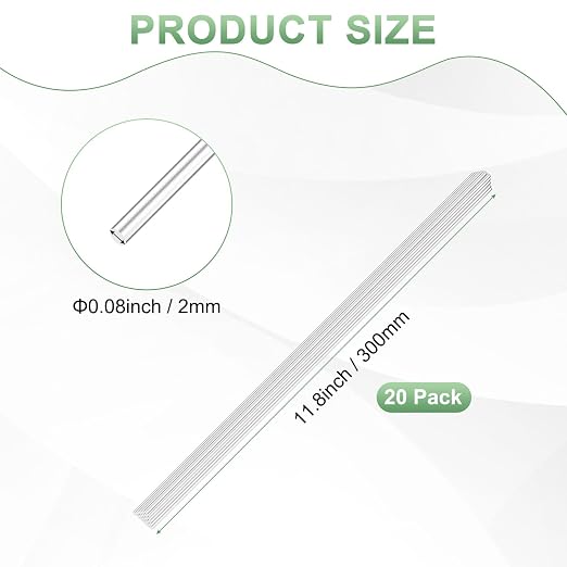M METERXITY 20-Pack Acrylic Round Rods, 11.81 x 0.08 Inch/ 300 x 2 mm Clear - Image 3