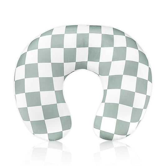 DILIMI Nursing Pillow Cover, Stretchy Removable Case for Breastfeeding Pillows, Ultra Soft Comfortable Slipcover for Baby Girl and Boy, Checkerboard Grid