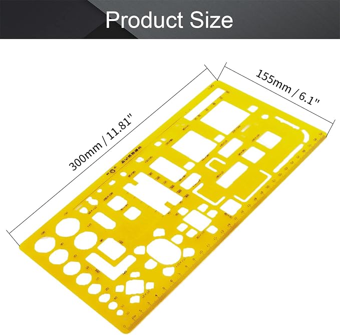 Utoolmart Architect Interior Design Geometric Drafting Drawing Template Ruler - Image 2
