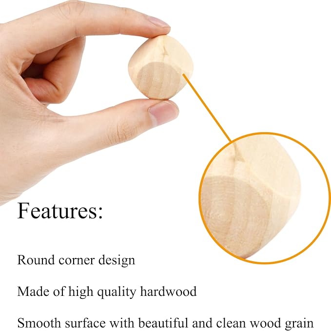 Blank Wooden Dice 1 inch 30PCS Unfinished Square Blocks 25mm Small Wood Cubes - Image 5