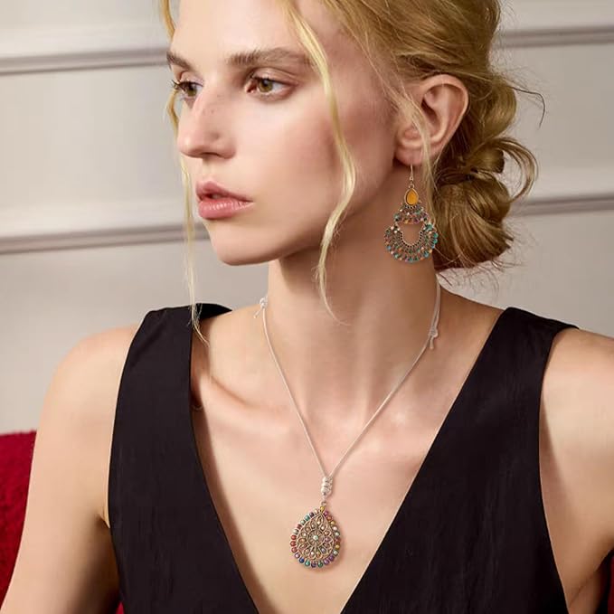 8Pcs Alloy Western Bohemian Teardrop Charms Antique Bronze Tibetan Style - Image 4