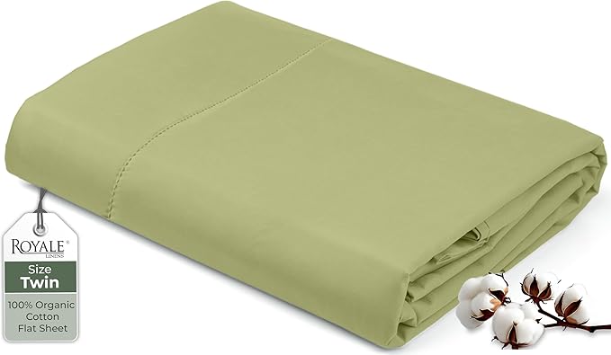 Royale Linens 100% Organic Cotton Twin Flat Sheet Only by ROYALELINENS