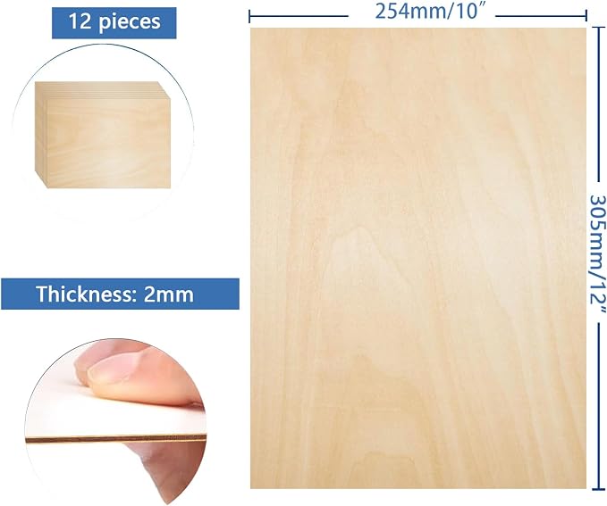 Unfinished Wood Pieces, Thin Plywood Wood Sheets - Image 3