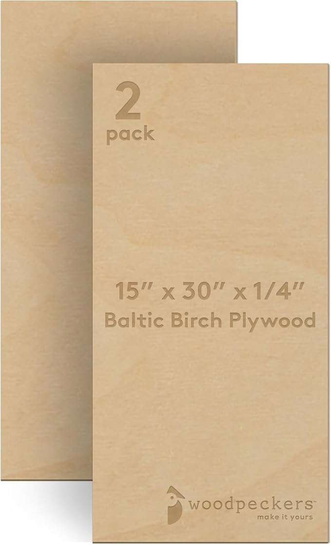 Baltic Birch Plywood 15 x 30 x 1/4 Inch - 6 mm Craft Wood by Woodpeckers
