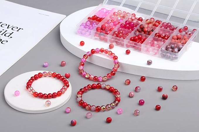 DUQGUHO 8mm Red Beads for Jewelry Making Red Glass Beads for Bracelets Crystal - Image 3