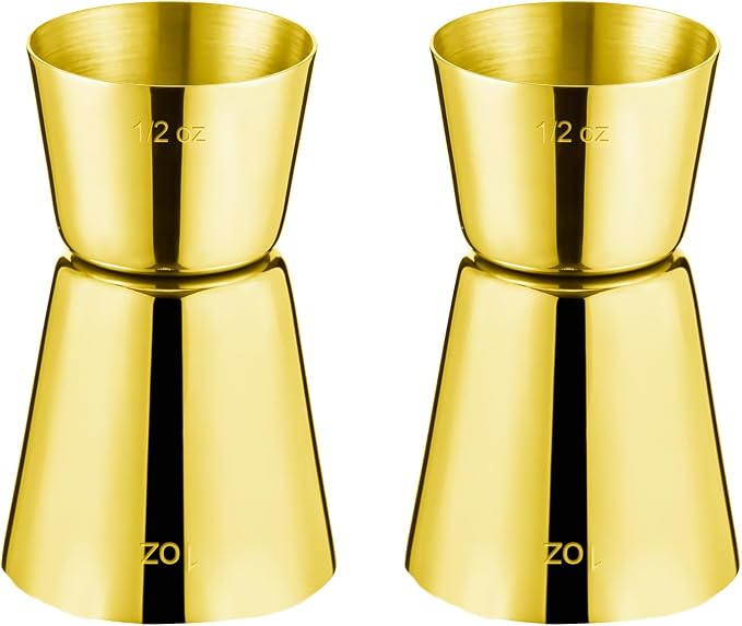 Briout Jigger for Bartending, Flat Edge Gold by Briout