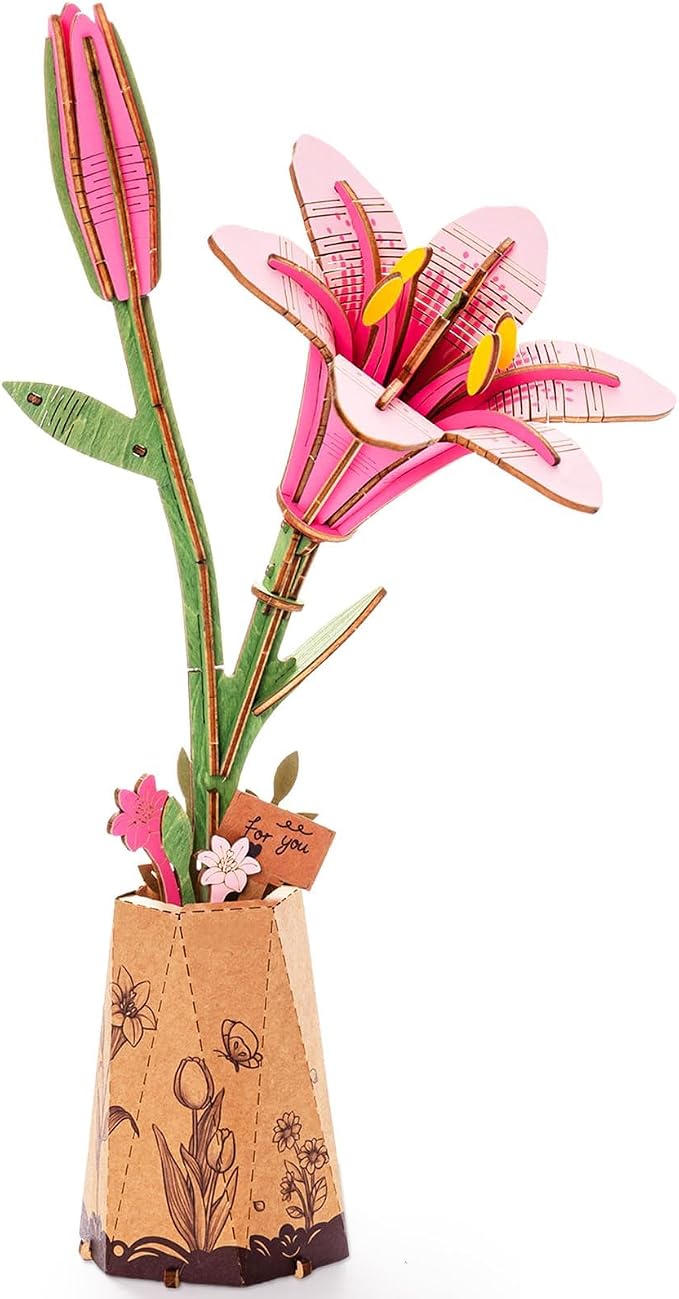 Rowood Wooden Flower Kit, DIY Artifical Flower Building Set Craft Kit by RowoodAssembleArtDecorateLife
