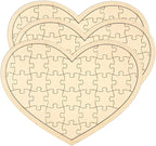 3 Pack Blank Wooden Heart Shaped Jigsaw Puzzle 11.2x8.4 Inch Unfinished Wooden - Image 2