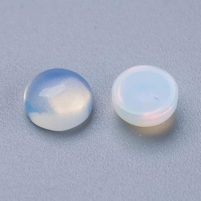 FASHEWELRY 50Pcs Natural Opalite Cabochons Flat Back Gemstone Cabochons 10mm - Image 4