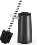 Toilet Brush and Holder, Toilet Brush with 304 Stainless Steel Long Handle, Toilet Bowl Brush for Bathroom Toilet-Ergonomic, Elegant,Durable（Black）